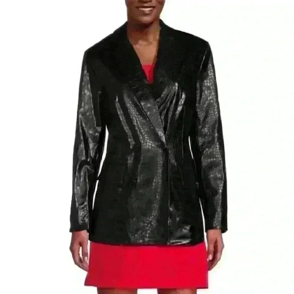 Sam Edelman Jackets & Blazers - NEW! Sam Edelman Women's XL Braellynn Croc Embossed Faux Leather Blazer NWT $179